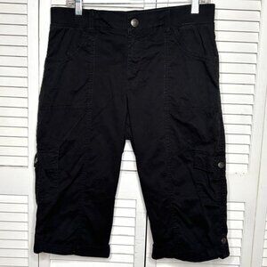 Lee Women’s Size 10 Relaxed Fit Black Cargo Bermuda Shorts Stretch Pockets